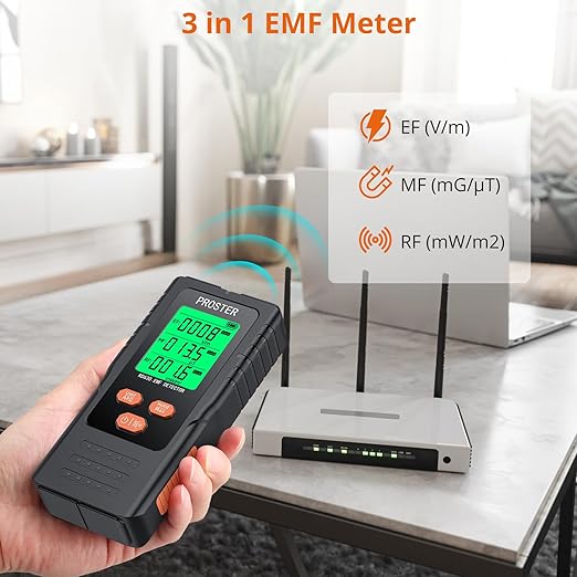 Proster 3in1 EMF Detector, Electric Magnetic Radiation Field Detector for 5G Cell Towers WiFi Smart Meters EMF Reader, or Paranormal Ghost Hunting Equipment