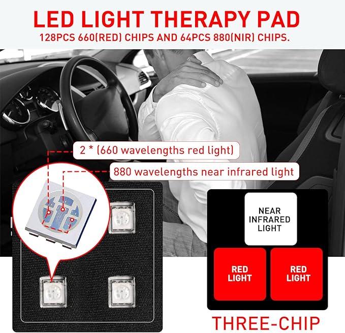 Shoulder Pain Relief Belt Red Light & Infrared Light Therapy Wrap Flexible Wearable Wrap Deep Therapy Pad with Auto Off Timer