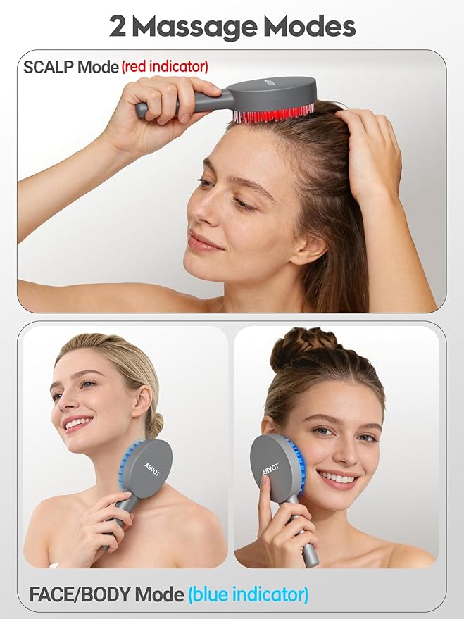 3-in-1 Electric Scalp Massager Brush, Vibrating Scalp Massager Comb with Hair Oil Applicator for Scalp/Face/Body Relaxation, Portable Massager Tool for Home & Travel, Gift for Men & Women(Grey)