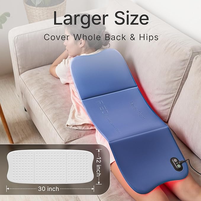 Red Light Therapy Pad for Body – 30"x12" Large 660nm & 850nm Infrared Light, 4 Modes & Timer – Relax & Relieve for Back, Waist, Shoulder, Knee, Home & Office