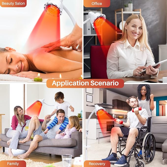 Infrared Light Therapy 275W Red Infrared Therapy Lamp for Body or Pain Therapy Device with Timer and Adjustable Height Stand