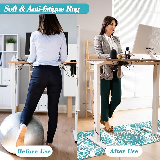 Homcomoda Kitchen Rugs Set Anti Fatigue Kitchen Floor Mat Easy to Clean 2Piece Non Slip Comfort PVC Leather Heavy Duty Standing Mats Indoor Outdoor(17.3"×28" and 17.3"×47")