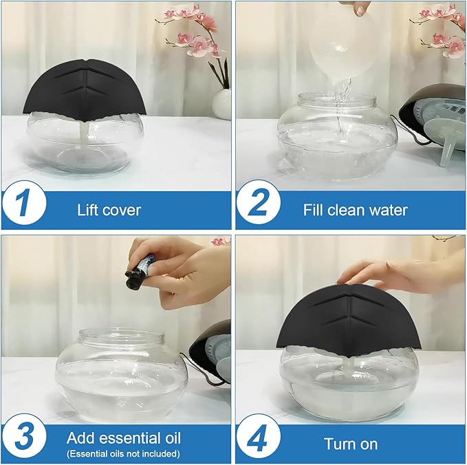 Water Based Air Purifier with Essential Oil Diffuser Pack, Air Washer with 7 Color LED Night Light, Air Revitalizer Includes 6x10ml Essential Oil Aroma Diffuser for Home, Office, Pet