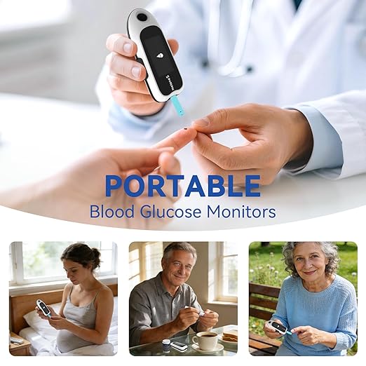 Metene S Blood Glucose Monitor Kit, Blood Sugar Testing Kit With 50 Test Strips & 50 Lancets & Control Solution, No Coding 0.7μl Blood, 7s Fast Reading, 150 Data Storage, Diabetes Testing Kit