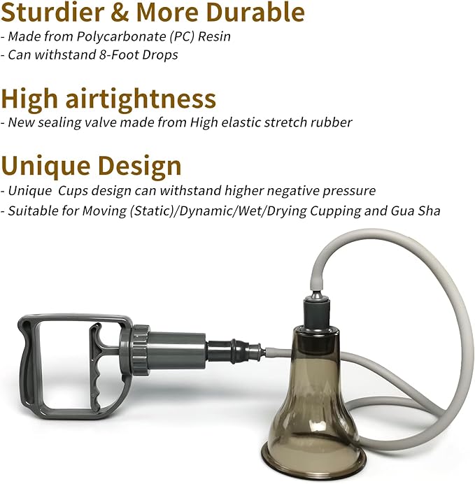 Cupping Set Cupping Therapy Set Massage Cups for Pain Relief Physical Therapy Body Massage Gua Sha- 3 in 1 Cupping Kit for Massage Therapy with Pump Vacuum Suction 6 Extra Thick Super Cups