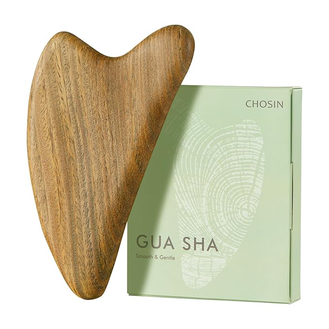 CHOSIN Gua Sha Tool for Face & Body: Face Massager Tool for Lymphatic Drainage - Jaw Lifting & Anti-Aging, Relieve Pain for Women Men Self Care Gift (Sandalwood)