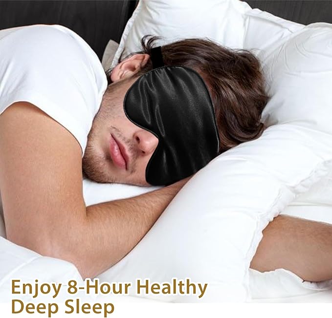 4 Pack Super Soft Silk Sleep Mask - 100% Blackout, Zero Eye Pressure, Blindfold with Adjustable Strap, Travel Eye Covers (Black&Pink&Blue&Light Blue)