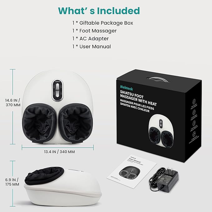 Nekteck Foot Massager with Heat for Neuropathy Plantar Fasciitis, 2026 Upgraded Shiatsu Air Compression Feet Massager for Size Up to US 11, Gifts for Him Her Relaxation (FSA Eligible HSA Eligible)