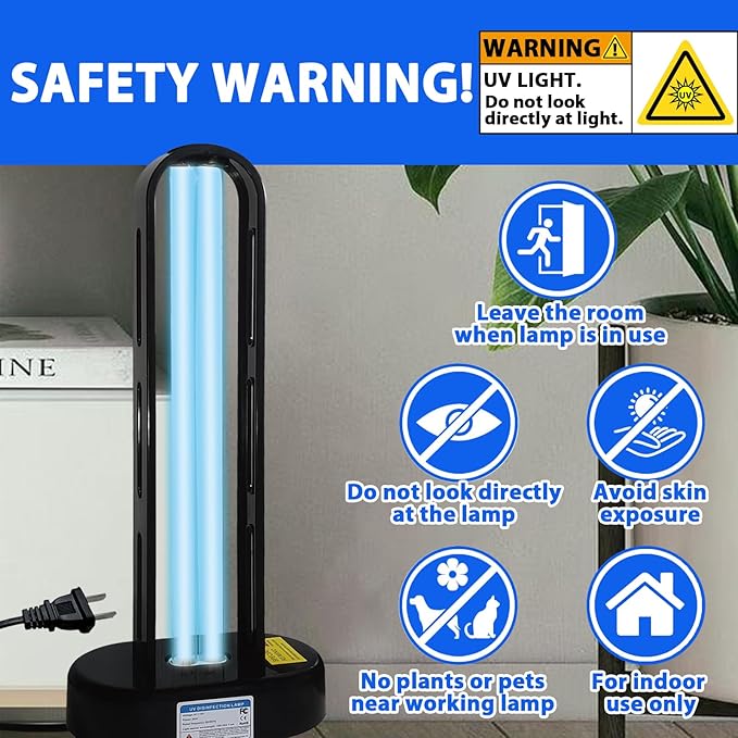 BAIMNOCM UVC Light, 2 Pack 38 Watt UV Light for Mold, Ultraviolet Light for Room, UV-C Lamp for Dust Mite Device with 15/30/60 Minutes Timer, Indoor Use