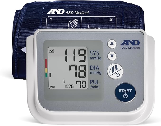 A&D Medical Blood Pressure Monitor for Home Use, UA-767F, Wide-Range Cuff (8.6-16.5"/22-42cm), 4 User, Easy to Use, Body Movement & Cuff Fit Detection Error, Batteries, Carrying Case