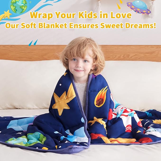 anfie Weighted Blanket Kids (48"x72" 6lbs), Weighted Blanket Cooling Blanket for Sleeping,Throw Size Breathable Blanket with Premium Glass Bead(Blue Aerospace)