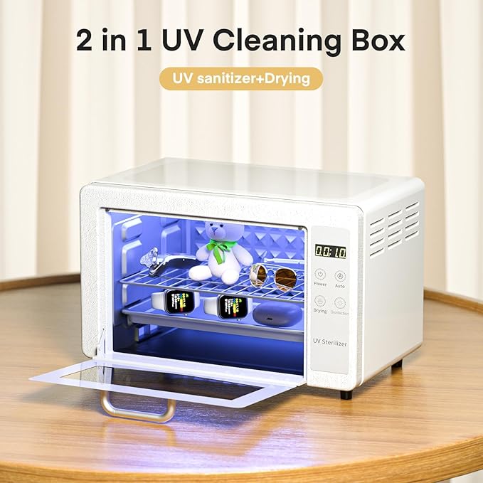 Yofuly Sterilizer for Esthetician, 10L Large Sterilizer for Nail Tools, Multi-Functional Nail Cleaner Box, Large Capacity Cleaning Cabinet for Home Use, Barbers, Beauty Salons, and Spas(white)