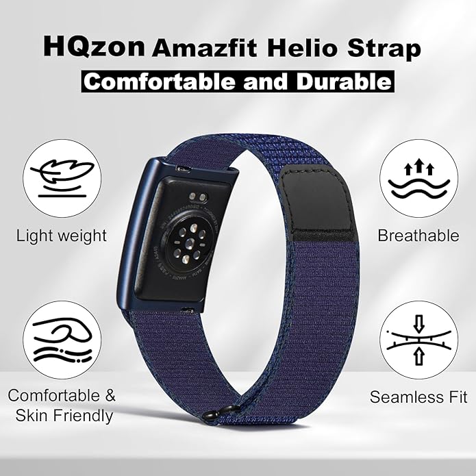 Hook & Loop Sport Nylon Ankle/Arm/Wrist Band Compatible with Amazfit Helio, Quick Release with Cover Design Bicep Strap for Women Men