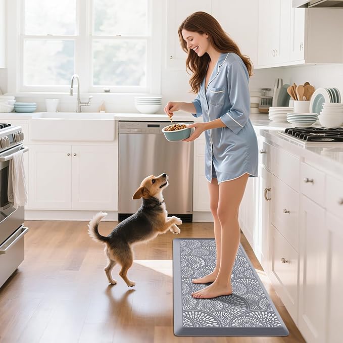 Mattitude 4/5 Inch Kitchen Mat, 17.3x39in Heavy Duty Ergonomic Comfort Foam Standing Desk Mat, Waterproof Non-Slip Standing Mats and Rugs for Kitchen, Office, Grey