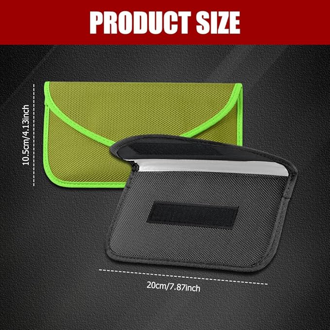 2PCS Faraday Bags for Car Key and Cell Phone, Signal Blocking Bag, Faraday Key Fob Protector, Universal Cell Phone Privacy Card Protection Car Accessories for Anti-Thefting (Black+Green)