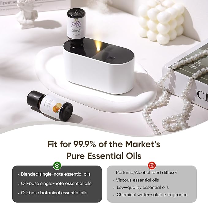 Waterless Diffuser for Essential Oil, Battery Operated Scent Air Aromatherapy Diffuser, Mini Aroma Diffusers with 3 Intermittent Mist Modes, Cycle Start for 400-700 sq.ft Home Office Bedroom.