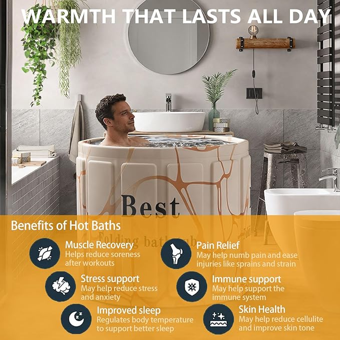 Portable Bathtub for Adult, Foldable Soaking Bathtub for Hot SPA&Ice Bath, Foldable Small Bathtub collapsible bathtub for Bathing, 6-layer Insulated portable tub,Space-Saving (Fantasy 25.9X31.5IN)