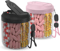 Pill Dispenser with 7 Large Compartments, Pill Bottle Organizer for Travel, Supplement Organizer with Anti-Mixing Design, BPA-Free Pill Container with 20 Pcs Labels, Pink + Black