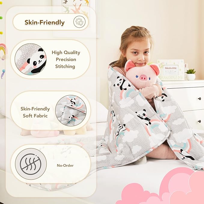 CuteKing Weighted Blanket - Weighted Blanket with Premium Glass Beads - Breathable Heavy Blanket for Comfortable Rest - Soft Thick Blanket All Season(3lbs, 36"x48", HappyPanda)