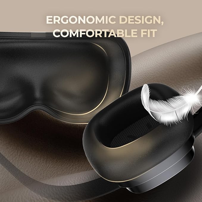 HubiCare Heated Eye Mask with Bluetooth Music and Noise-Blocking Headphone, Warm Eye Relaxer for Dry Eyes, Relaxation and Travel, Better Sleep, Meditation, and Strain Relief (Black)