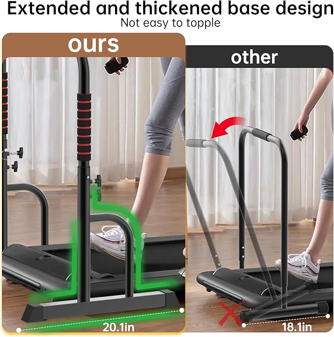 Adjustable Walking Pad Handle only, 19.7 inch Wide, 46 inch Max Height, Black/Red