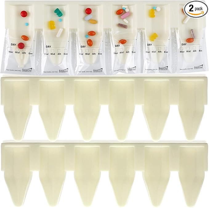 Mansung M Loading Tray 2pcs - 6-Slot Plastic Use with Mansung Pill Bags, Heat Seal Pill Pouches, sealable Pouch Dispenser kit Daily Sealing Filler Vitamin AM PM Organizer, Bag pouche Pack Organizer