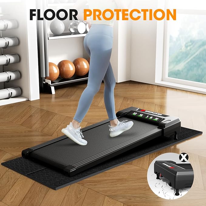 Walking Pad Mat for Carpet, Treamill Mat for Hardwood Floors, High Density, 0.2" Thickness, Folable, Floor Protection Mats for Bike, Elliptical, Treadmill