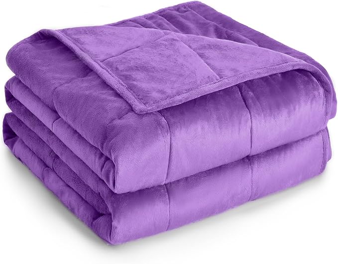 Topblan Weighted Blanket Queen Size 15lbs, Adult Weighted Blankets with Soft Warm Fabric for Sleeping and Calming, Adult Heavy Blanket for Sofa Bed, Purple, 60 x 80 inches