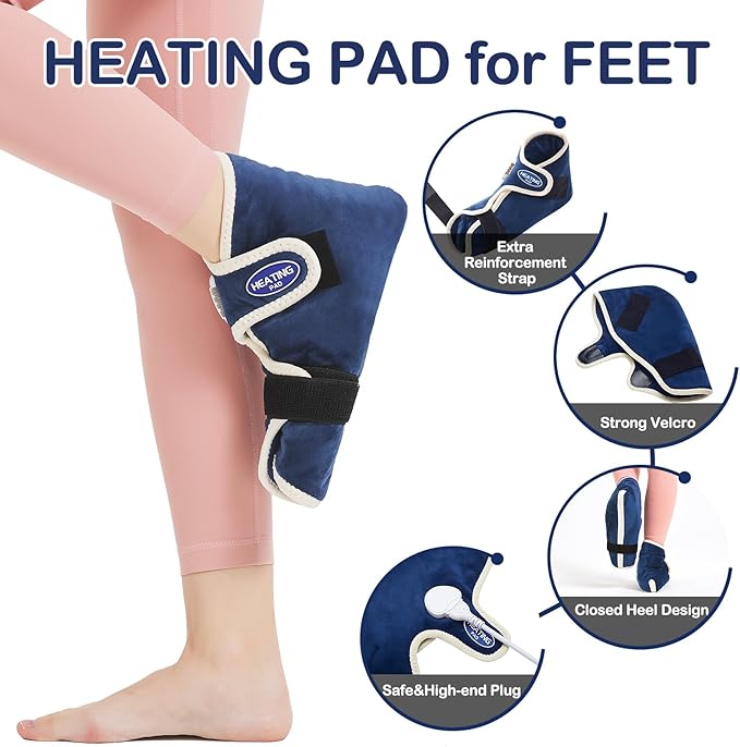 Foot Heating Pad,Heating Pad for Foot for Achilles Tendonitis,Feet Warmers with Adjustable Temperature for Pain Relief,Auto Shut Off Electric Heated Ankle Warmer for Men Women