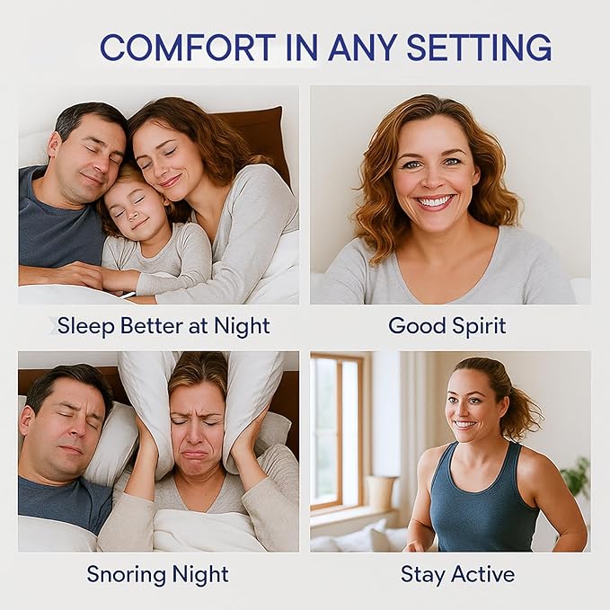 Anti Snoring Devices, Snoring Solution with Adjustable Snore Stopper, 3-Gear Fit, Improves Airflow, Reusable – 4 Pack