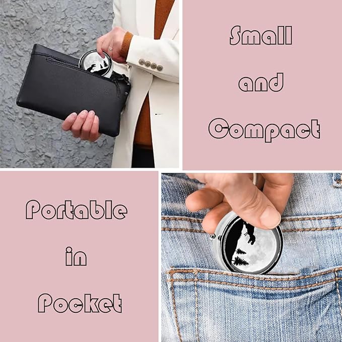 Metal Pill Organizer - 3-Compartment Mini Round Pill Case for Pocket & Purse, Portable Vitamin Holder, Easy-Open Design for Travel - Dinosaur Silhouettes