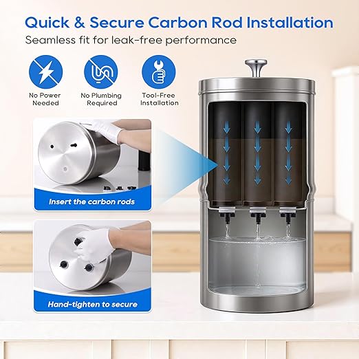 LCF 𝐒𝐢𝐥𝐯𝐞𝐫 𝐈𝐨𝐧𝐬 Enhanced Black Carbon Filters, for Berkey® BB9-2® Black Filters, Berkey® Gravity Water Filter System and Waterdrop King Tank Series(Pack of 3)