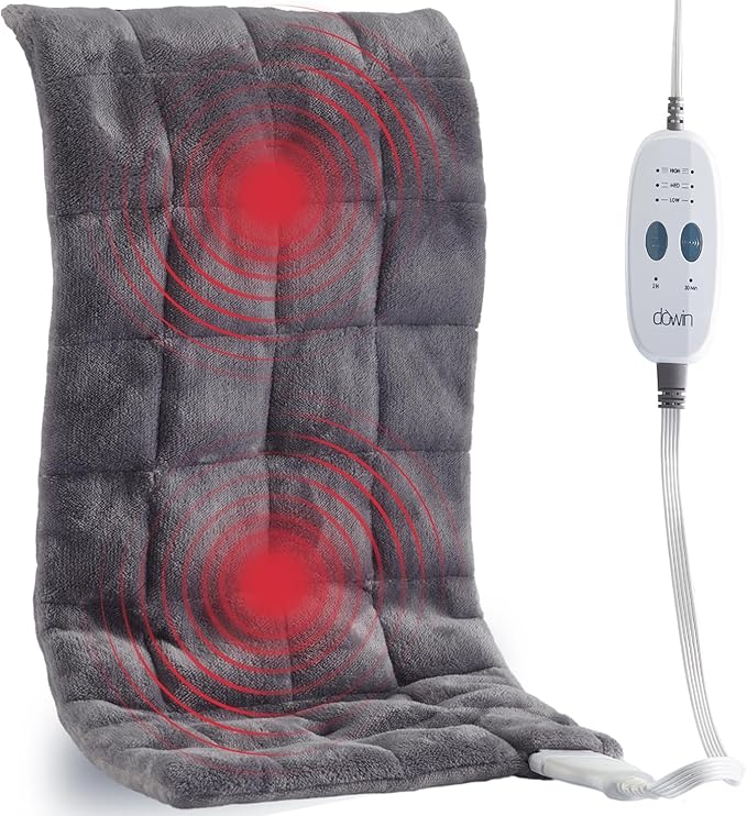 Massaging Heating Pad for Back Pain Relief, 12"x24" Weighted Heating Pads with Massager for Neck/Shoulder/Leg 2.86 Lbs Electric Heated Pad,9 Massage Modes &3 Heat Levels(Grey)