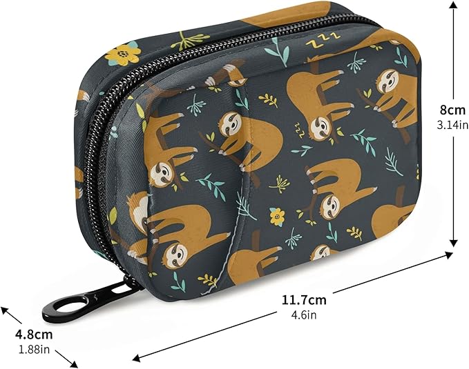 xigua Sloth Pill Case 7-Day Travel Pill Organizer Box with Zipper Closure for Vitamins, Medication and Supplements