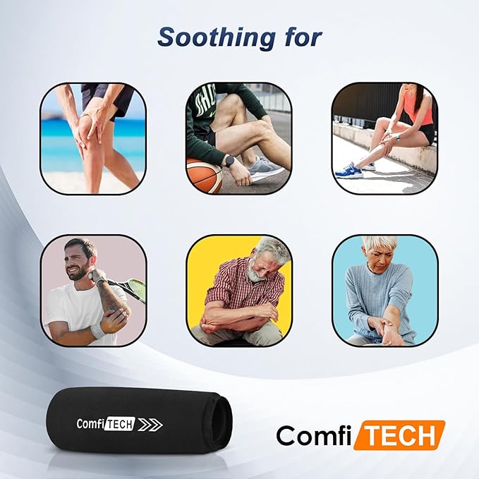 ComfiTECH Elbow Ice Pack Wrap, Multi-Use Ice Pack for Elbow, Arm, Knee and Calf, Flexible Ice Sleeve for Tennis Elbows, Golfers Arm, Muscle Relaxation, Medium