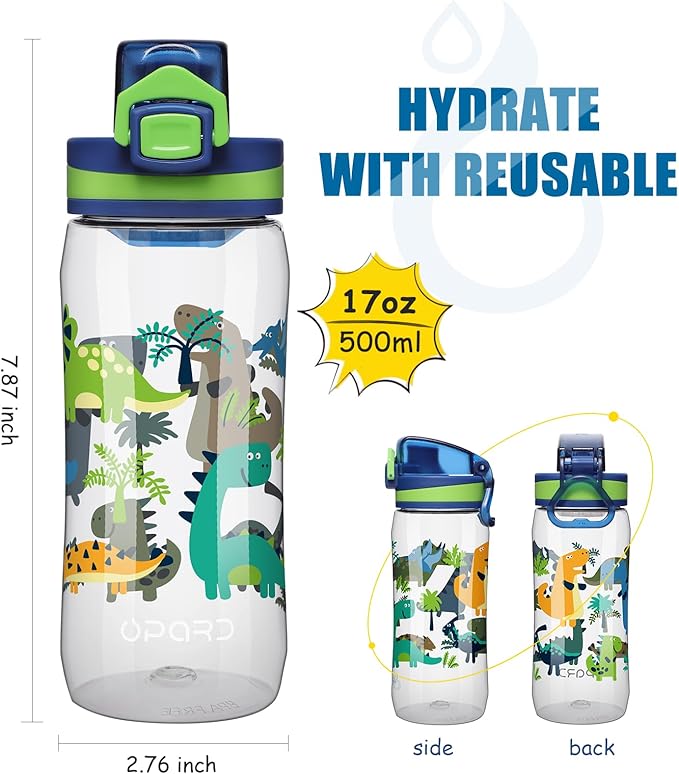 Opard 17oz Kids Water Bottle with Leak Proof Flip-Top Lid, Reusable BPA-Free Tritan for School and Travel