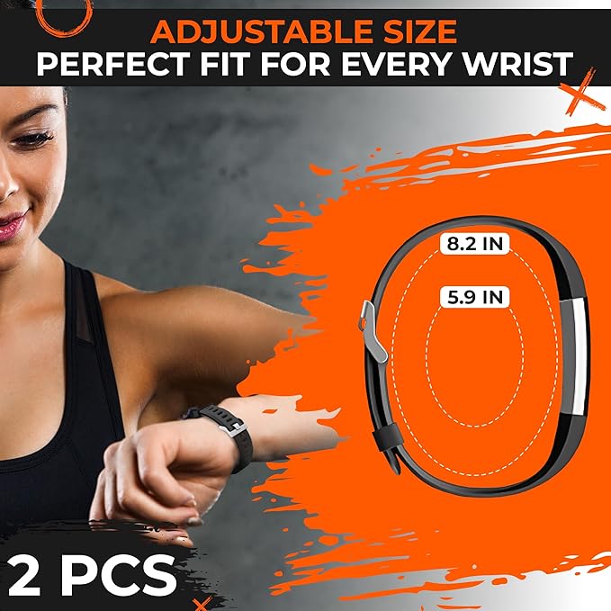 Reluen 2-Pack Bands Compatible with ID115Plus HR — Adjustable Silicone Wrist Straps