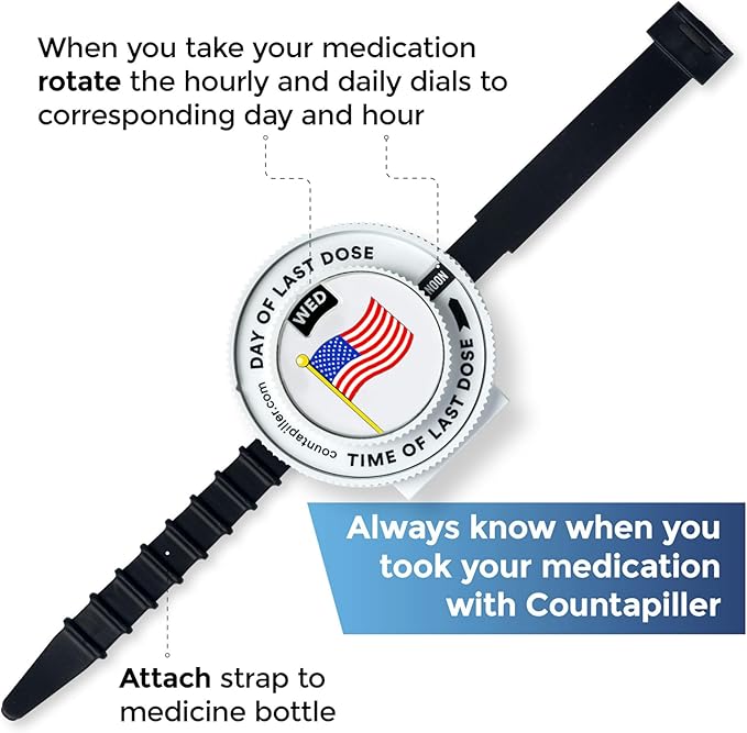 Track, Remind, & Organize Pills. Medication Compliance. Optimize Your Dosage & Stay On Top of Prescriptions AM/PM - Daily & Hourly (Patriot) Pill Medication Organizer Tracker