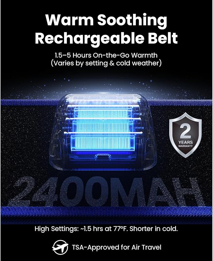 BOB AND BRAD ThermoRed Heating Pad Belt Massager for Lower Back Support, FSA Cordless Wearable Near Infrared Heat & Red Light Lumbar Back Wrap with Adjustable Vibration HSA Eligible, Gift for Family