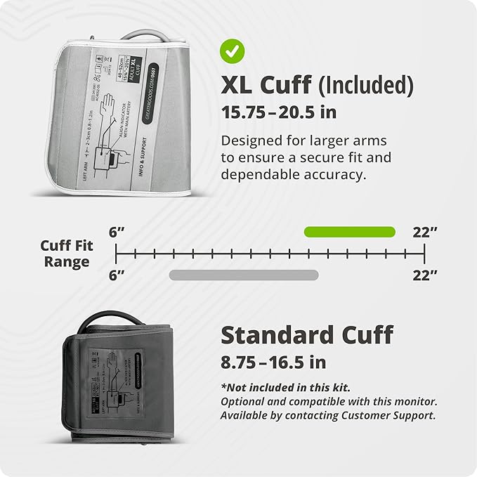 Greater Goods Bluetooth Blood Pressure Monitor with Extra-Large Cuff (15.7"–20.5") – Automatic Digital Upper Arm BP Monitor for Large Arms, Easy-to-Read Backlit Display, Complete Home Kit