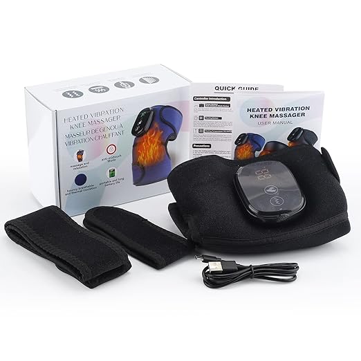 MOAJAZA Knee Massager with Heat and Vibration, Heating Pad for Knee Shoulder Elbow, Heated Knee Brace for Arthritis with Massage