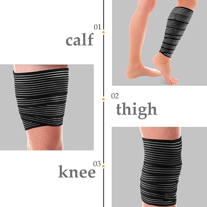 Syhood Compression Bandage Wraps for Leg, Elastic Calf Compression Sleeve Ankle Support, Adjustable Plus Size for Men and Women Stabilising Ligament, Joint Pain, Sports(2 Pieces,71 Inches)