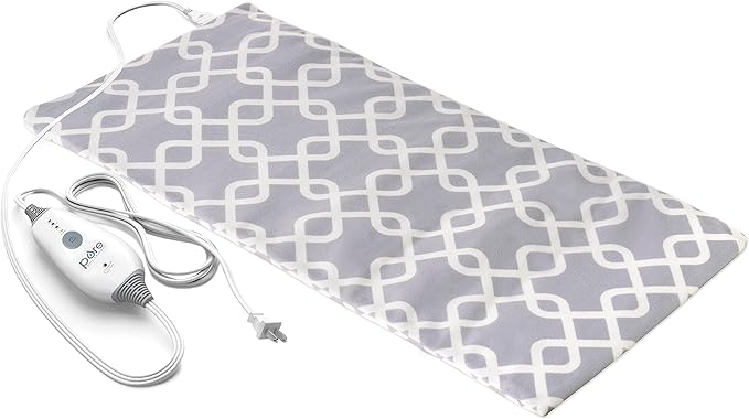Pure Enrichment PurePureRelief Express Designer Series Electric Heating Pad - 12” x 24” Fast-Heating with 4 Heat Settings, Machine-Washable Fabric, & 2-Hour Auto Safety Shut-Off - Gray Trellis