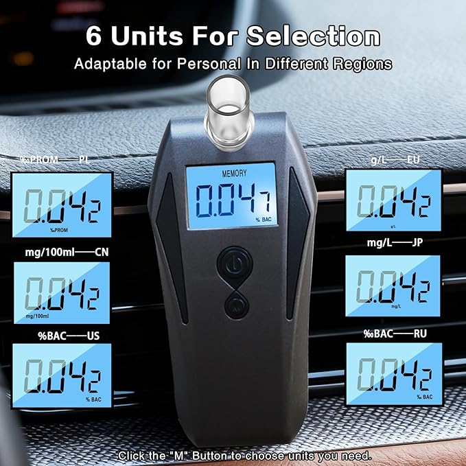 Professional Alcohol Breathalyzer Tester, Breathalyzer with Electrochemical Sensor, Compact Design Breathalyzers for Alcohol with 123 Record Memory and Sound Alarm