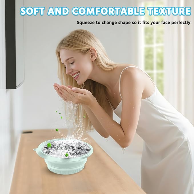 Face Tub for Ice Bath with Built-in Ice Tray – Collapsible Silicone Facial Ice Bath Bowl for Cold Plunge Therapy, Skin Tightening & Acne Relief – Portable Spa Tool for Home & Travel(Green)