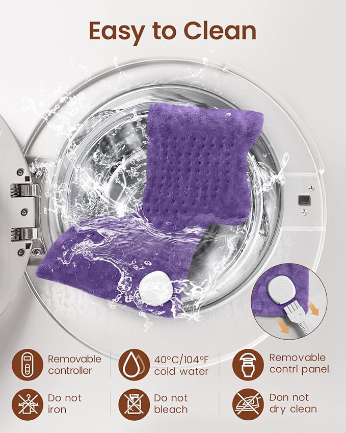 RENPHO Electric Heating Pads, Heating Pad for Back Pain & Cramps Relief, FSA Eligible HSA Store, Mothers Day Gifts & Birthday Gifts for Her Him, ETL Certified, Auto Shut Off, 12" x 24" Violet