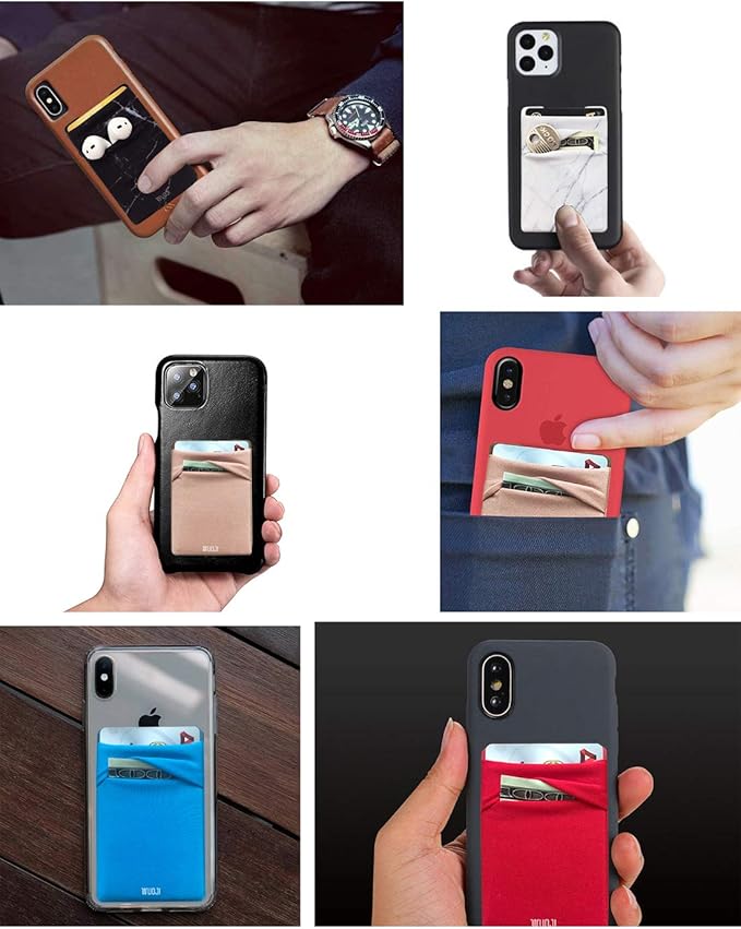 RFID Blocking Phone Card Wallet - Double Secure Pocket - Ultra-Slim Self Adhesive Credit Card Holder Card Sleeves Phone Wallet Sticker All Smartphones(Purple)-2PC