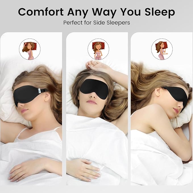 Audree Eye Mask for Sleeping - 3D Contoured 100% Sleep Mask Light Blocking | Eyemask for Women and Men, Zero Eye Pressure Night Blindfold | Soft Eye Cover
