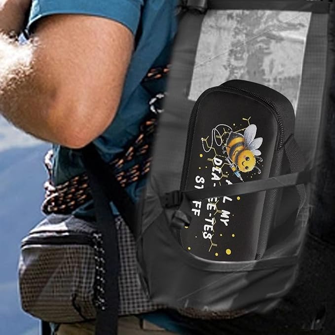 Rnyleeg Black Diabetic Bag for Supplies All My Diabeetes Stuff Insulin Cooler Travel Case Portable Diabetes Supplies Case for Home Diabetic Care