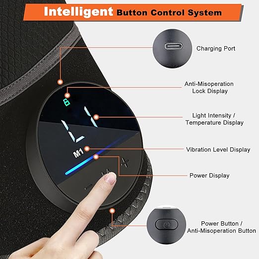 Red Light Therapy Knee Brace,Knee Massager with 660nm & 850nm red light therapy,Rechargeable Controller,Heated Function for Body,Pain Relief in Knee,Joint,Elbow,and Shoulder (Black)